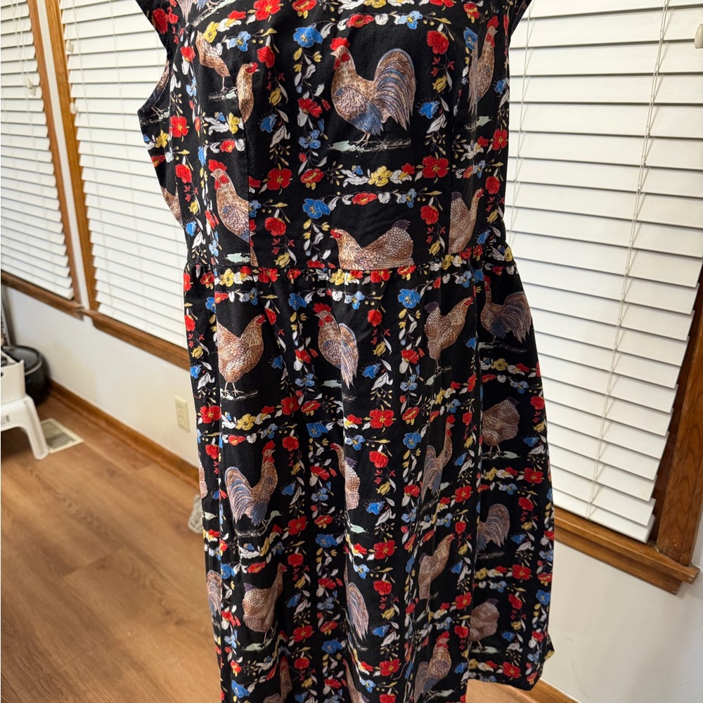 Rare Retrolicous Rooster and Chicken Print Dress!